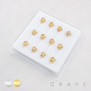 TWINKLE STAR CZ SPARKLING SKY 316L SURGICAL STEEL L-SHAPE NOSE BOX